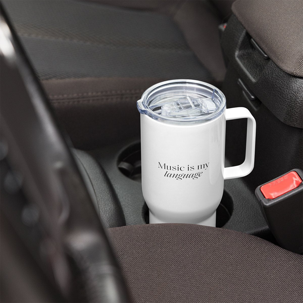 Travel mug with quote