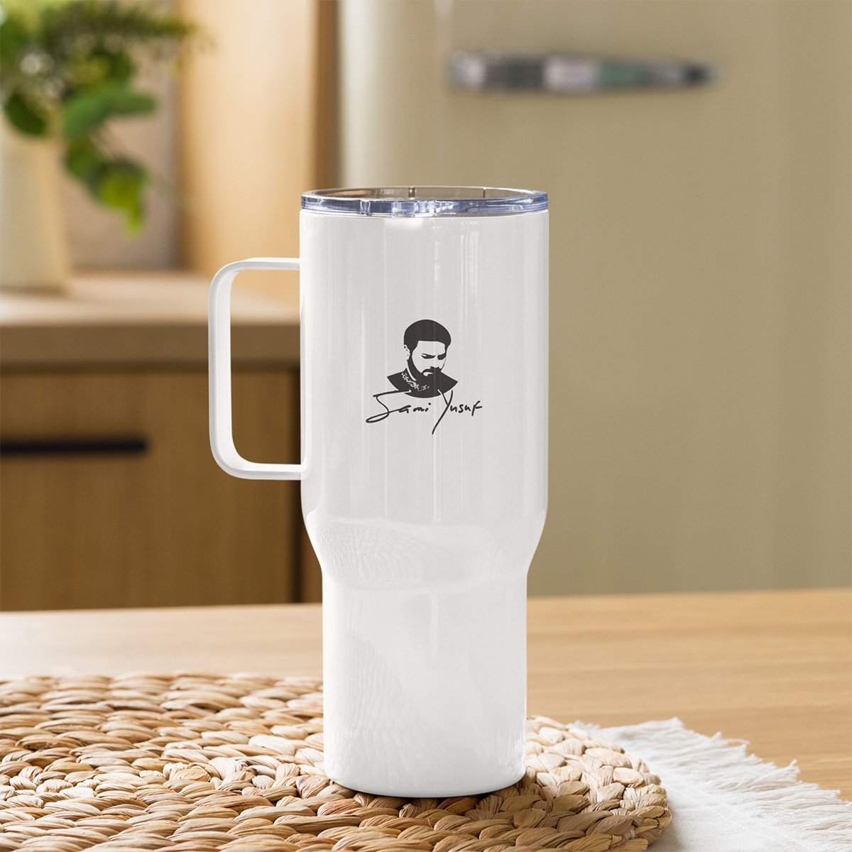 Travel mug with quote