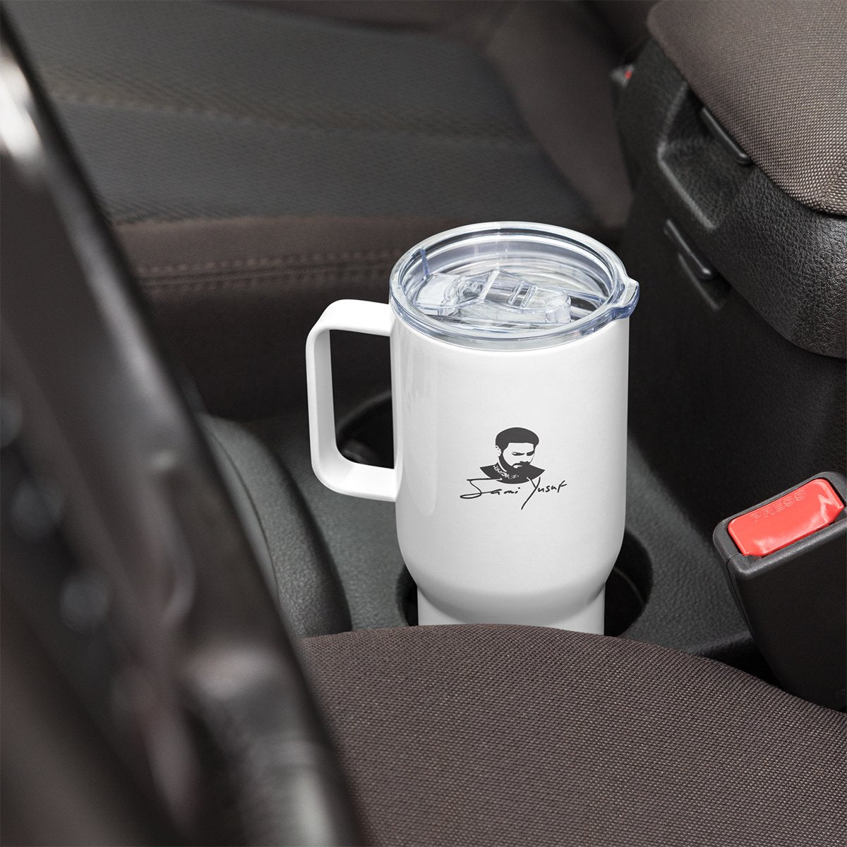 Travel mug with quote