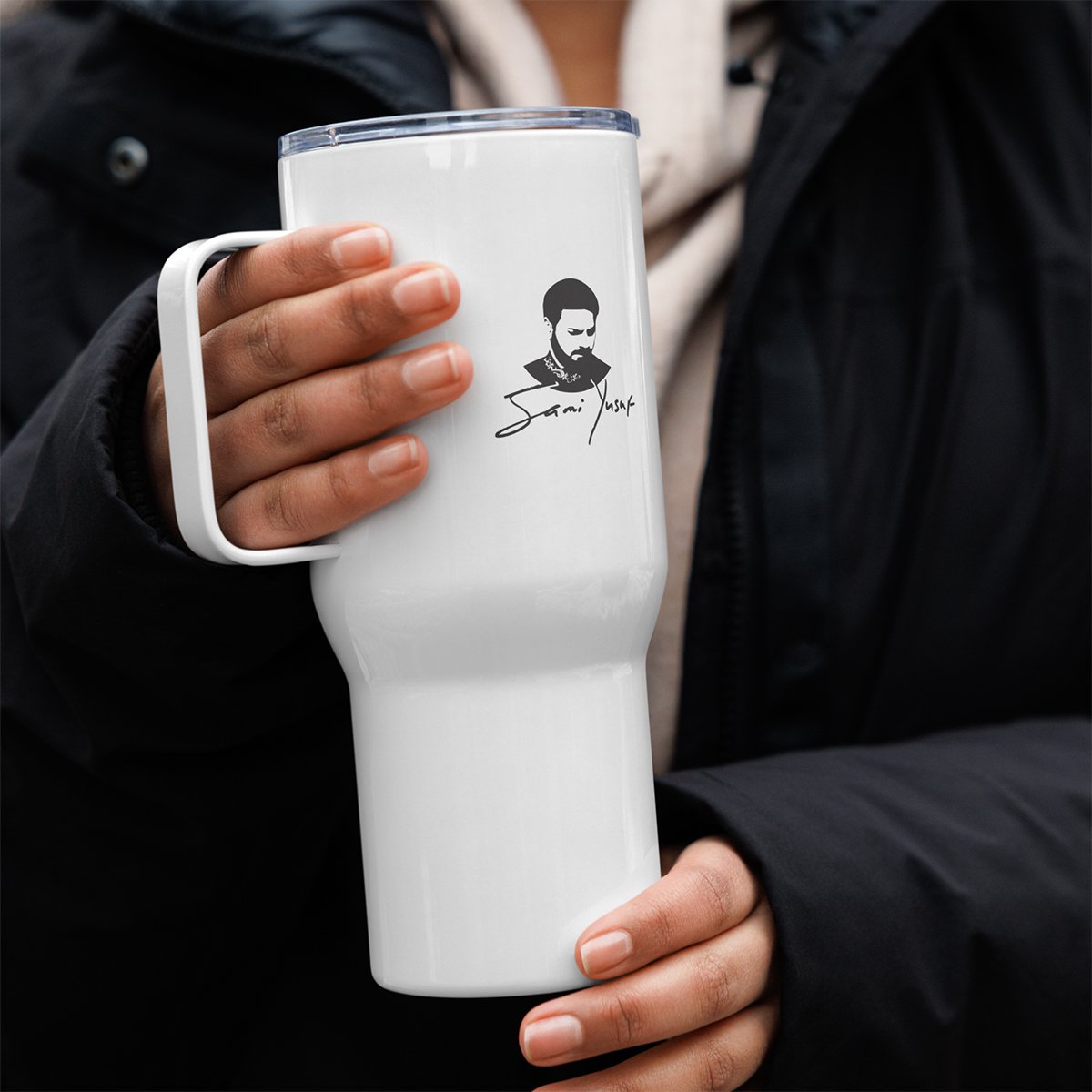 Travel mug with quote