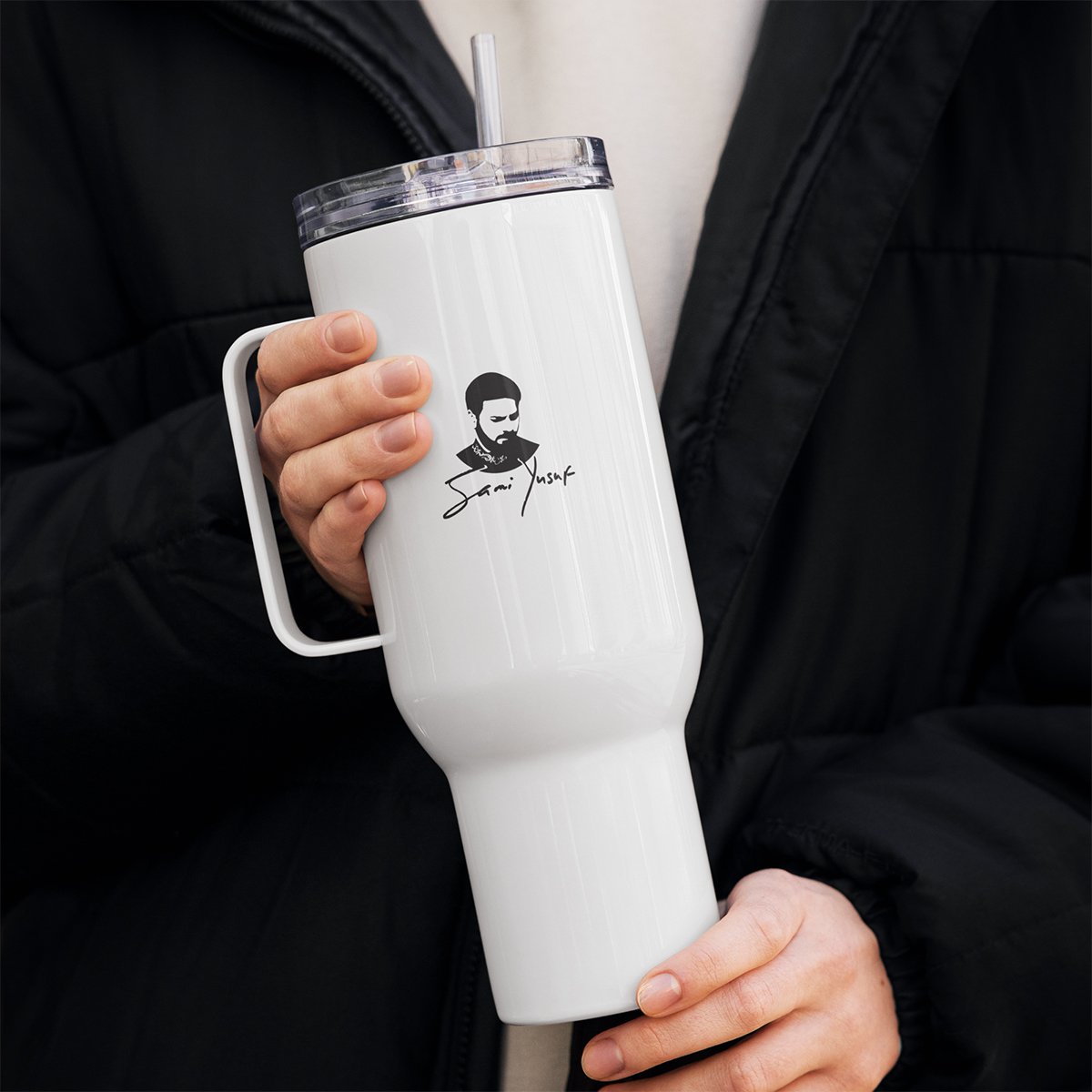 Travel mug with quote