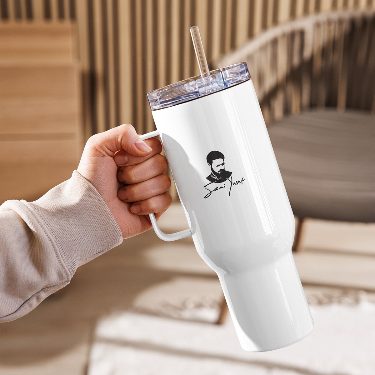 Travel mug with quote