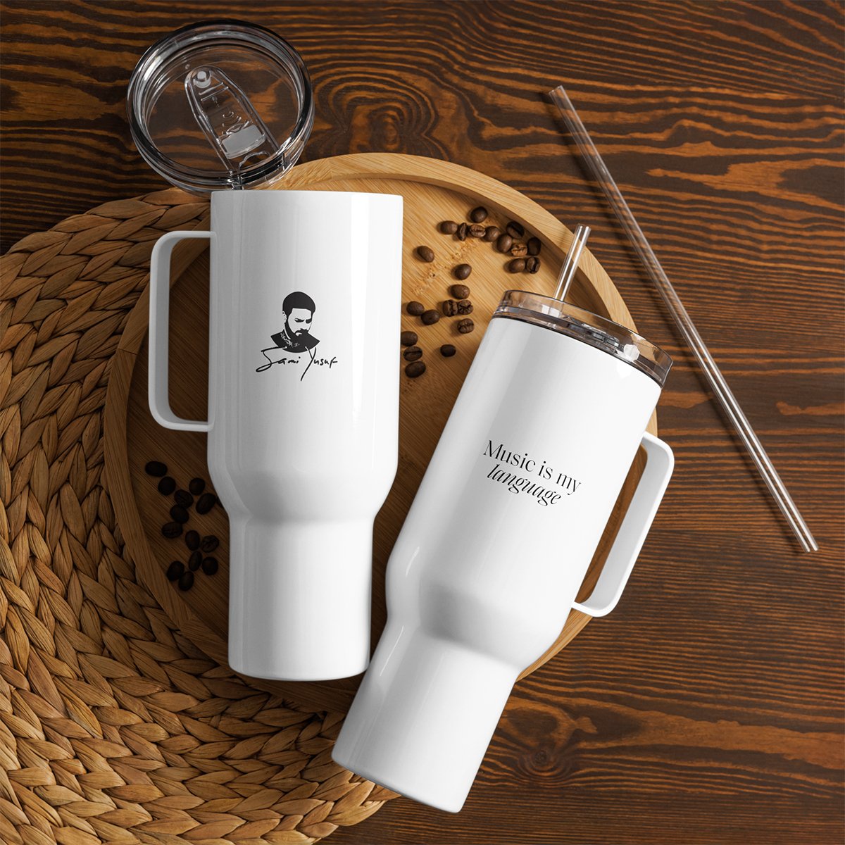 Travel mug with quote